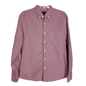 J Crew Factory Mens Shirt Medium Red Button Down Mini Gingham Pocket L/S 17612